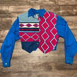 Vintage Wrangler cropped button down western cowgirl blouse
